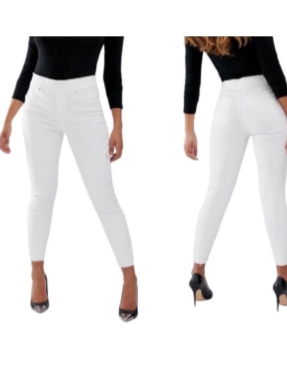 SPANX White Distressed Skinny Jeans-20229R